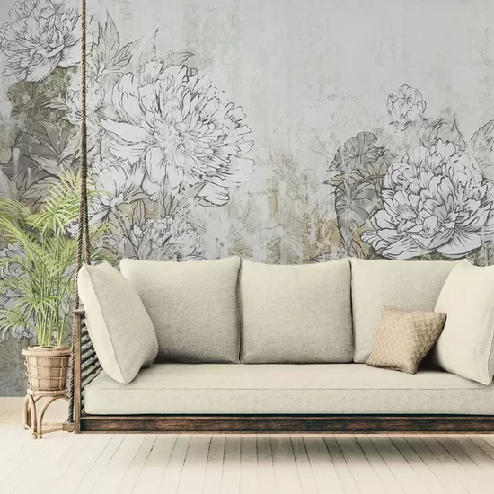 Фотообои: Стилизованный Рисунок Пионов